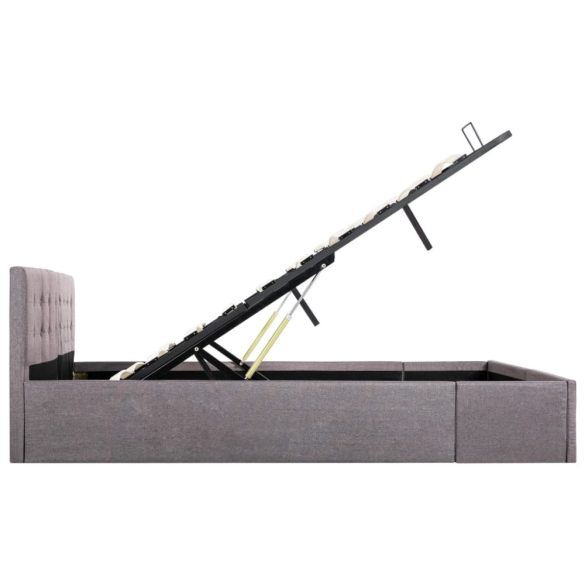 tópszínű szövet ágykeret hidraulikus tárolóval 160 x 200 cm