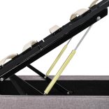 tópszínű szövet ágykeret hidraulikus tárolóval 160 x 200 cm