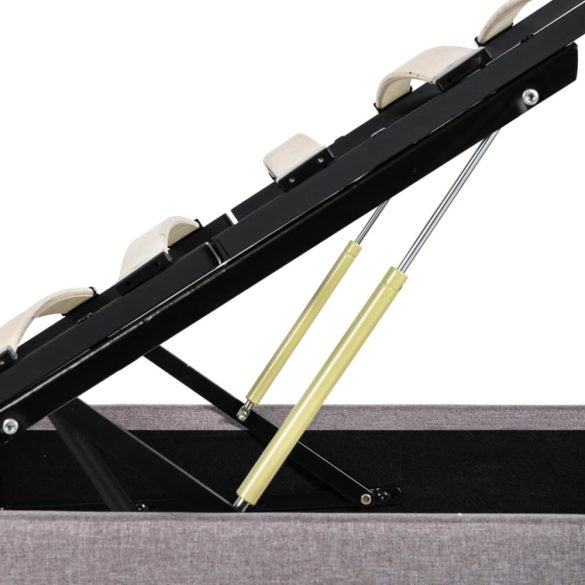 tópszínű szövet ágykeret hidraulikus tárolóval 160 x 200 cm