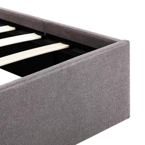 tópszínű szövet ágykeret hidraulikus tárolóval 160 x 200 cm