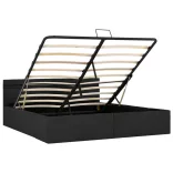 sötétszürke LED-es szövetágy hidraulikus tárolóval 180 x 200 cm