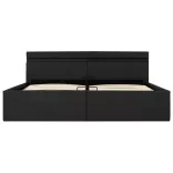sötétszürke LED-es szövetágy hidraulikus tárolóval 180 x 200 cm