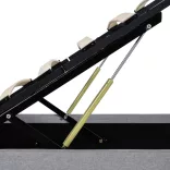 világosszürke szövet LED-es ágy hidraulikus tárolóval 90x200 cm