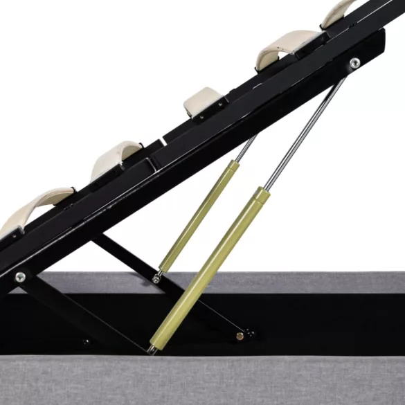 világosszürke szövet LED-es ágy hidraulikus tárolóval 90x200 cm