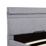 világosszürke szövet LED-es ágy hidraulikus tárolóval 90x200 cm