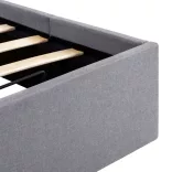 világosszürke szövet LED-es ágy hidraulikus tárolóval 90x200 cm