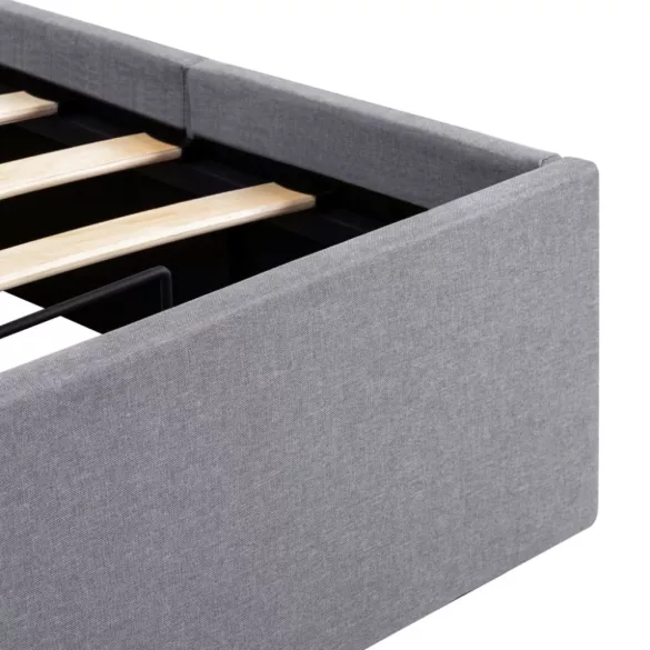 világosszürke szövet LED-es ágy hidraulikus tárolóval 90x200 cm