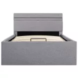 világosszürke szövet LED-es ágy hidraulikus tárolóval 100x200cm