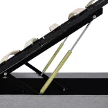 világosszürke szövet LED-es ágy hidraulikus tárolóval 100x200cm