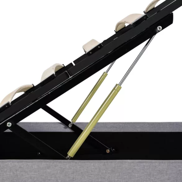 világosszürke szövet LED-es ágy hidraulikus tárolóval 100x200cm