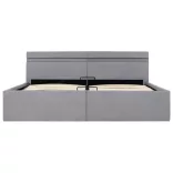 világosszürke szövet LED-es ágy hidraulikus tárolóval 160x200cm