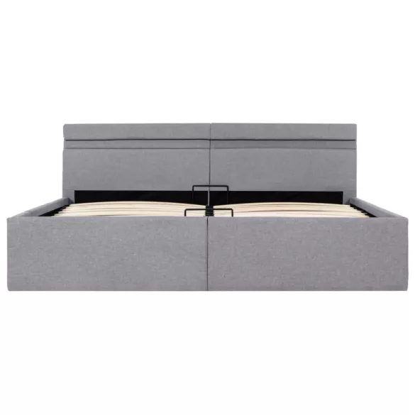 világosszürke szövet LED-es ágy hidraulikus tárolóval 160x200cm