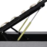 világosszürke szövet LED-es ágy hidraulikus tárolóval 160x200cm