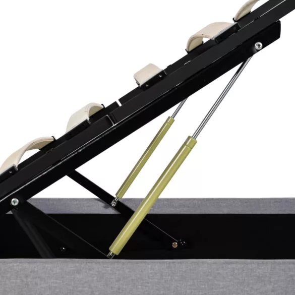 világosszürke szövet LED-es ágy hidraulikus tárolóval 160x200cm