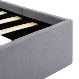 világosszürke szövet LED-es ágy hidraulikus tárolóval 160x200cm