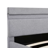 világosszürke szövet LED-es ágy hidraulikus tárolóval 160x200cm