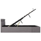 tópszínű szövet LED-es ágykeret hidraulikus tárolóval 160x200cm