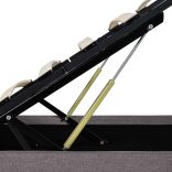 tópszínű szövet LED-es ágykeret hidraulikus tárolóval 160x200cm