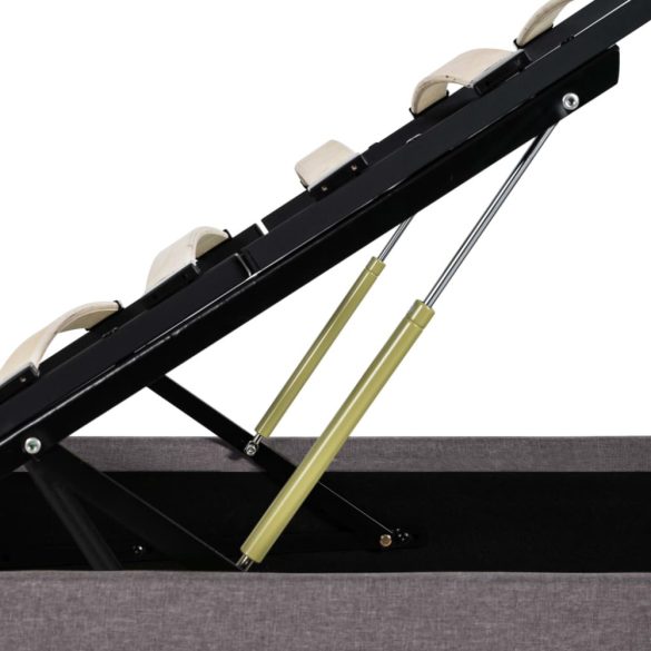 tópszínű szövet LED-es ágykeret hidraulikus tárolóval 160x200cm