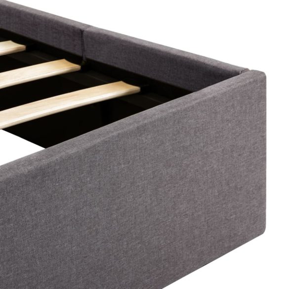 tópszínű szövet LED-es ágykeret hidraulikus tárolóval 160x200cm