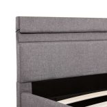 tópszínű szövet LED-es ágykeret hidraulikus tárolóval 160x200cm