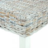 fehér természetes kubu rattan és tömör mahagóni fa pad 110 cm