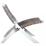 fehér természetes kubu rattan és tömör mahagóni pihenőszék