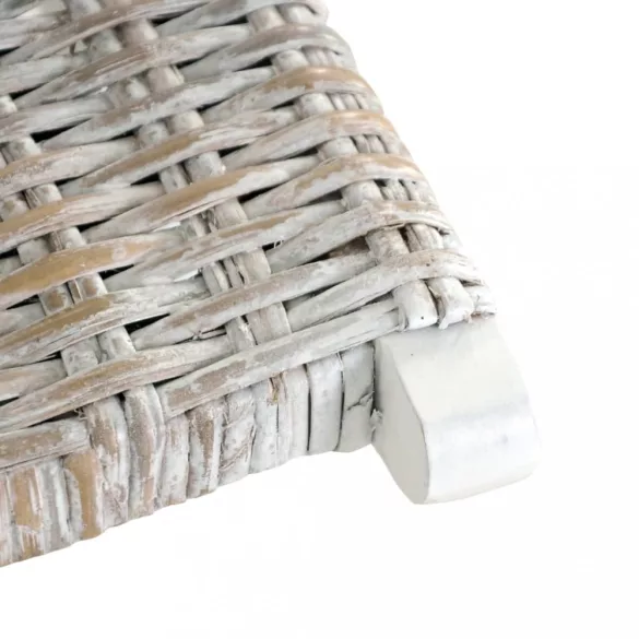 fehér természetes kubu rattan és tömör mahagóni pihenőszék