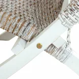 fehér természetes kubu rattan és tömör mahagóni pihenőszék