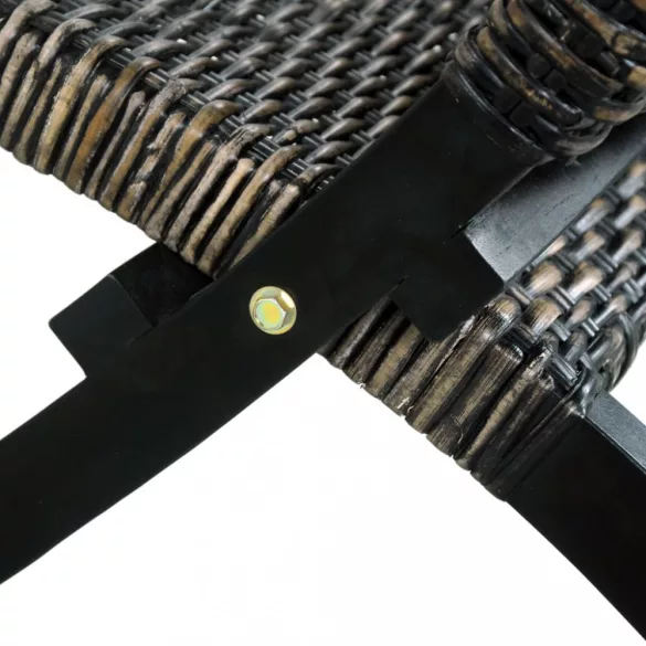 fekete természetes kubu rattan és tömör mahagóni pihenőszék