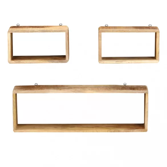 3-részes tömör mangófa fali kockapolcszett