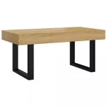 világosbarna és fekete MDF és vas dohányzóasztal 90x45x40 cm