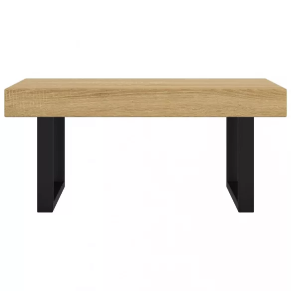 világosbarna és fekete MDF és vas dohányzóasztal 90x45x40 cm