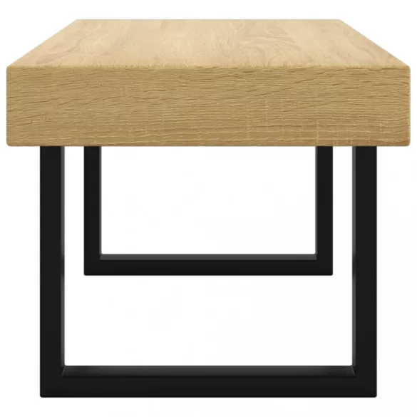 világosbarna és fekete MDF és vas dohányzóasztal 90x45x40 cm