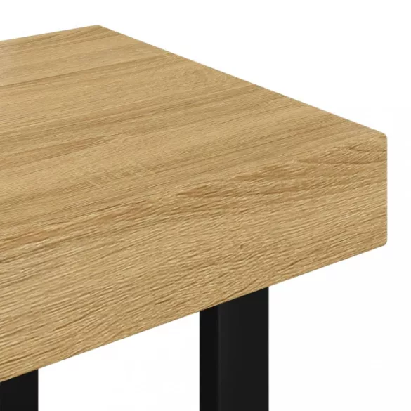 világosbarna és fekete MDF és vas dohányzóasztal 90x45x40 cm