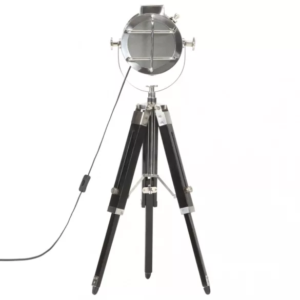 fekete háromlábú tömör mangófa állólámpa 69 cm