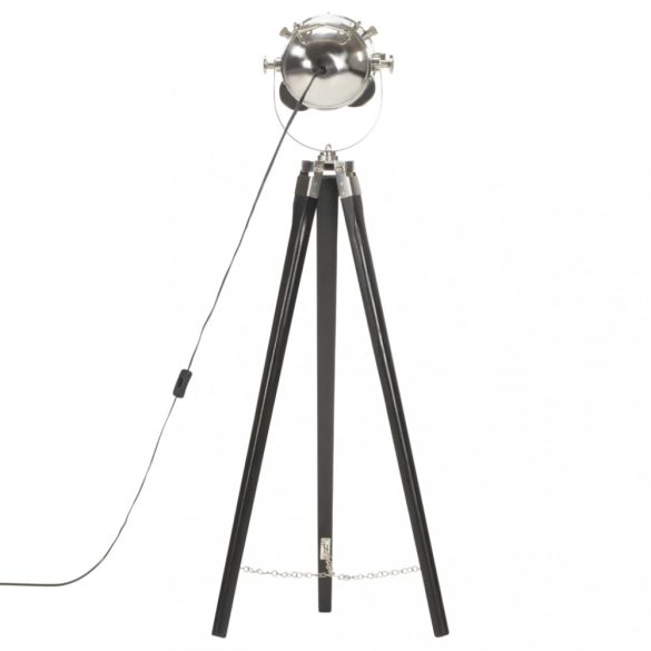 fekete háromlábú tömör mangófa állólámpa 97 cm