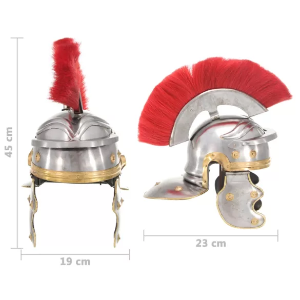 ezüstszínű antik római harcos acélsisak LARP másolat