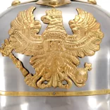 ezüstszínű antik német porosz harcos acélsisak LARP másolat