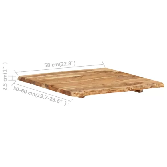 tömör akácfa asztallap 58 x (50-60) x 2,5 cm