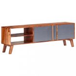 szürke tömör fa TV-szekrény 140 x 30 x 45 cm