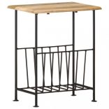 tömör mangófa és acél újságtartó 40 x 30 x 50 cm