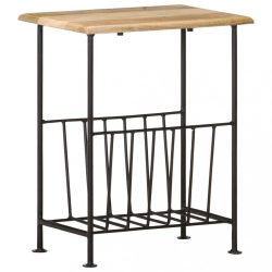 tömör mangófa és acél újságtartó 40 x 30 x 50 cm