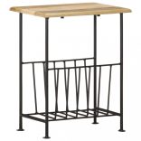 tömör mangófa és acél újságtartó 40 x 30 x 50 cm