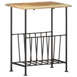 tömör mangófa és acél újságtartó 40 x 30 x 50 cm