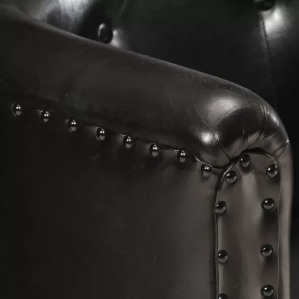 fekete valódi bőr kagylófotel