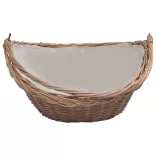 barna fűzfa tűzifatároló kosár fogantyúval 57 x 46,5 x 52 cm