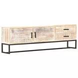 fehér tömör akácfa TV-szekrény 140 x 30 x 45 cm