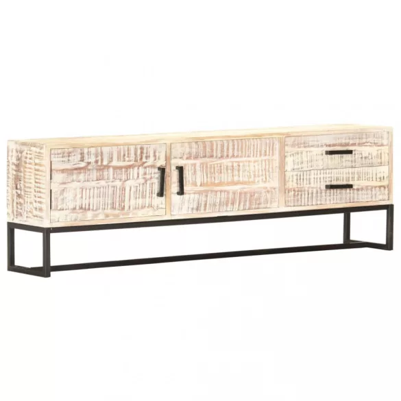 fehér tömör akácfa TV-szekrény 140 x 30 x 45 cm