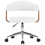 fehér hajlított fa és műbőr forgó étkezőszék